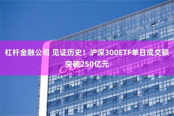 杠杆金融公司 见证历史！沪深300ETF单日成交额突破250亿元